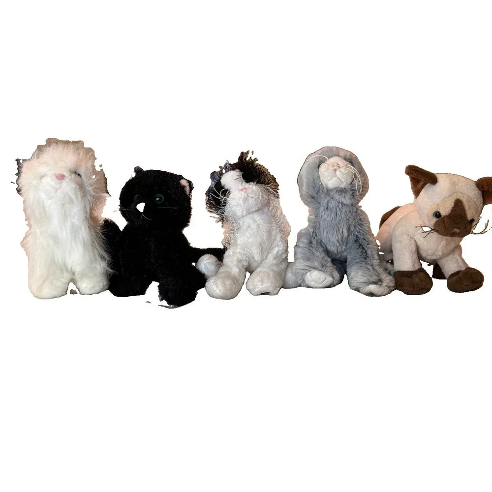Ganz Webkinz Cats Bundle Persian Siamese Black Cat Gray Cat Plush No Codes